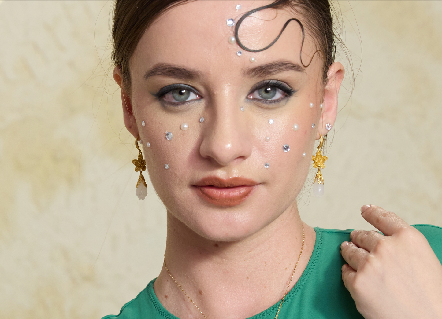 Gold Plated Gilded Plum Blossom Drop Golden Flowers Earrings