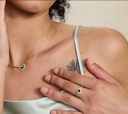Gold Plated Golden Emerald Delight Ring