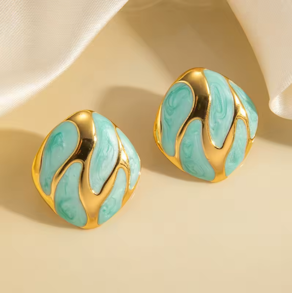 Marble Pattern Gold Hoop Earrings Hunan Haoyi Gift Co., Ltd.