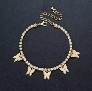 Crystal Butterfly Charm Anklet Yiwu Baochai E-Commerce Firm