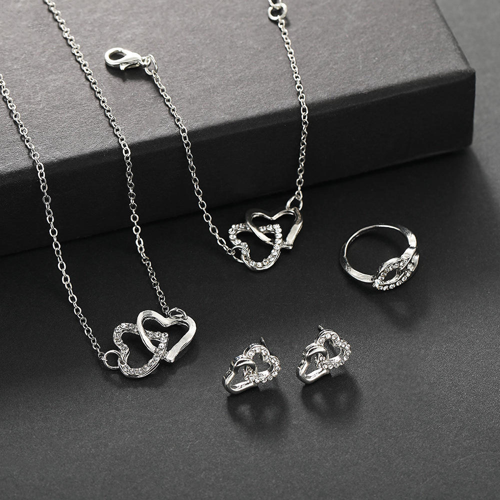Elegant Double Heart Jewelry Set for Women Yiwu Yunlay Jewelry Co., Ltd.