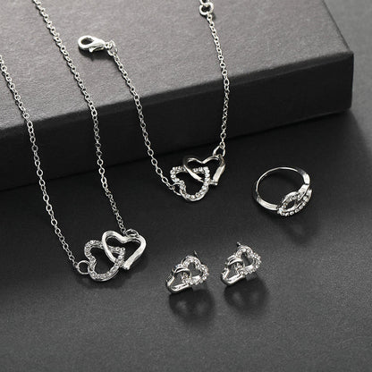 Elegant Double Heart Jewelry Set for Women Yiwu Yunlay Jewelry Co., Ltd.