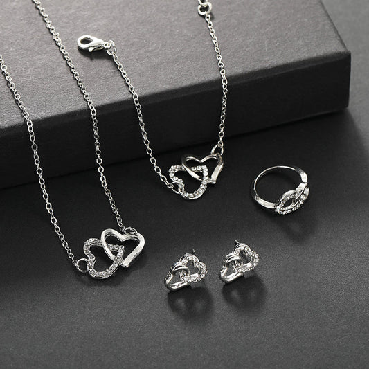 Elegant Double Heart Jewelry Set for Women Yiwu Yunlay Jewelry Co., Ltd.