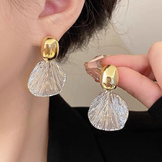 Popular Fashion Silver Needle Drop Shell Earrings for Women