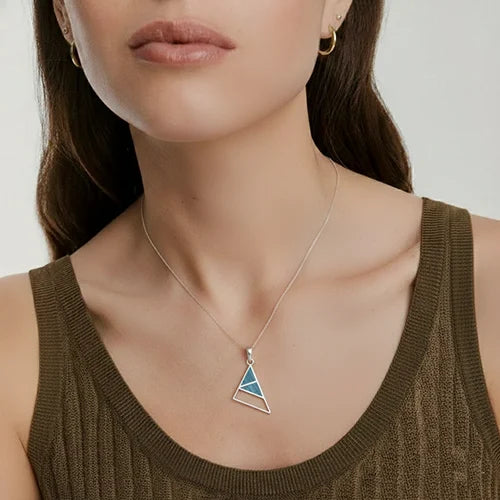 Arctic Angle Geometric Pendant Necklace (925 Sterling Silver) Silvish