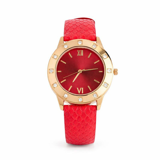 Crimson Grace Red Dial Gold-Tone Women Watch