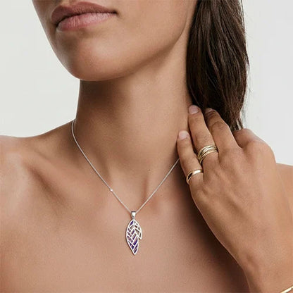 Aurora Leaf Sterling Silver Pendant Necklace (925 Sterling Silver) Silvish