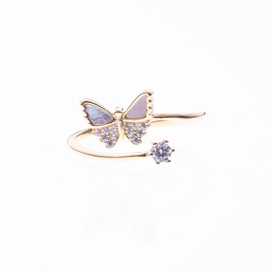 'Flying Butterfly Zircon' Gold Plated Ring