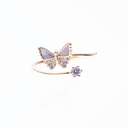 'Flying Butterfly Zircon' Gold Plated Ring