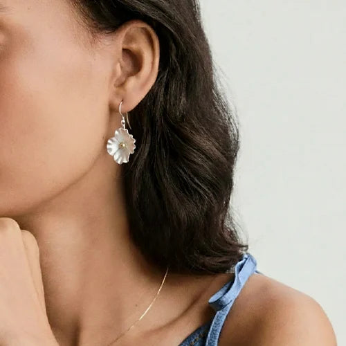 The Gilded Bloom Organic Drop Earrings (925 Sterling Silver) Silvish