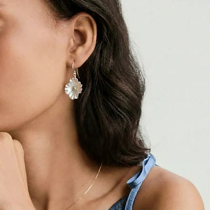 The Gilded Bloom Organic Drop Earrings (925 Sterling Silver) Silvish