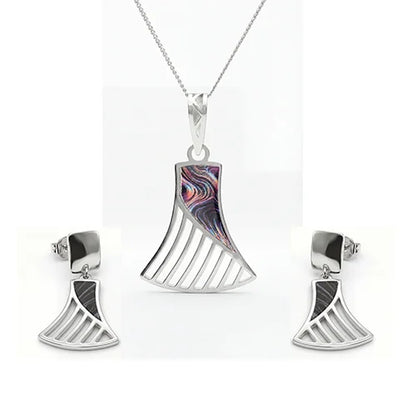 Aurora Wave Statement Pendant & Earring Set (925 Sterling Silver)