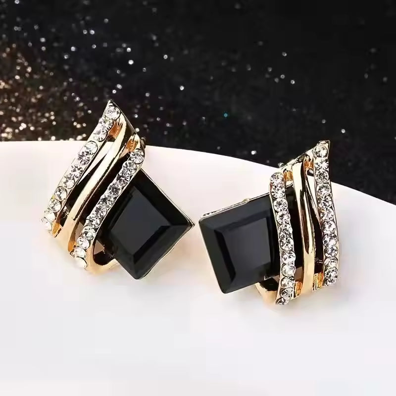 Crystal Square Diamond Wing Earrings for Women Yiwu Baochai E-Commerce Firm