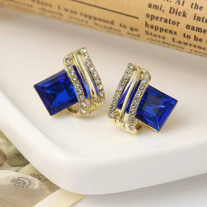 Crystal Square Diamond Wing Earrings for Women Yiwu Baochai E-Commerce Firm