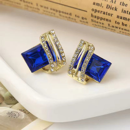 Crystal Square Diamond Wing Earrings for Women Yiwu Baochai E-Commerce Firm