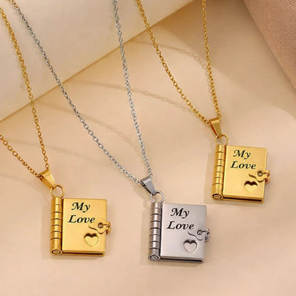 To My Love Engraved Book Locket Necklace Hunan Haoyi