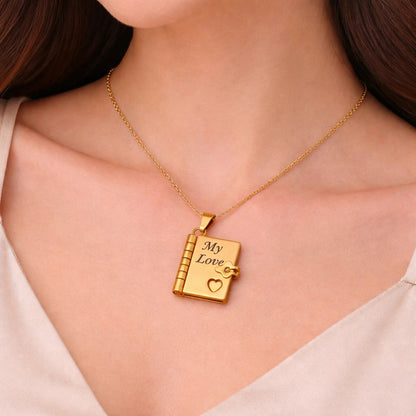 To My Love Engraved Book Locket Necklace Hunan Haoyi