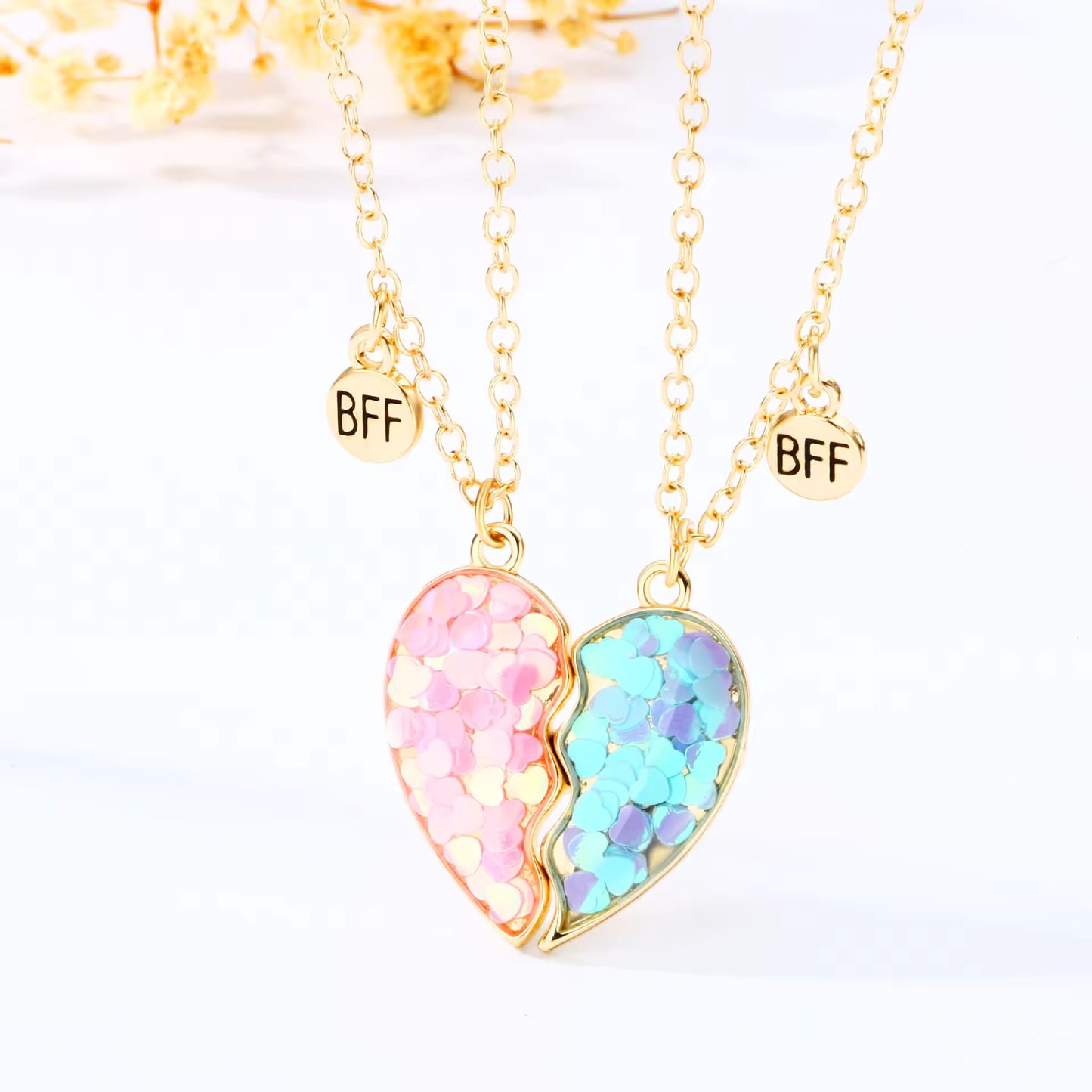 Avocado Split Heart BFF Necklace - Set of 2