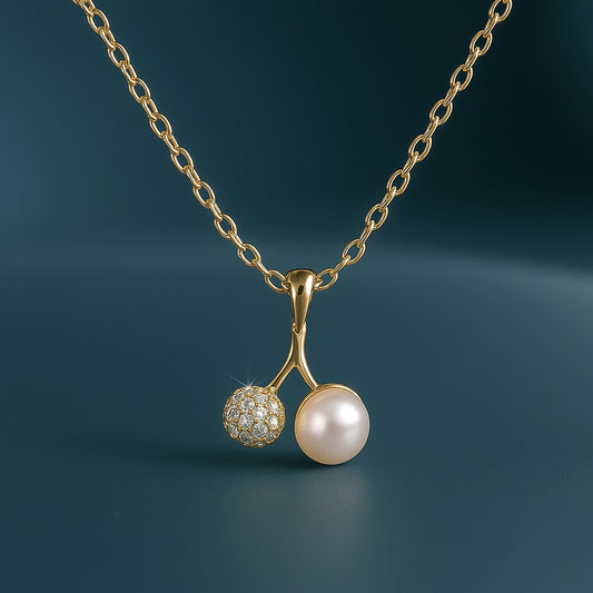 Gold Plated Disco Ball and Pearl Pendant