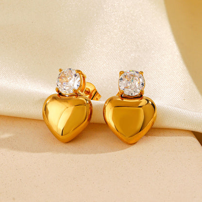 Minimalist Gold Diamond Love Earrings