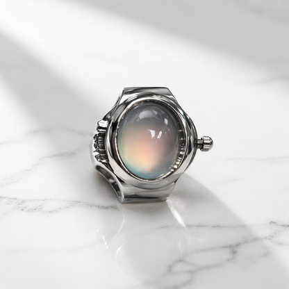 Crystal Time Ring Watch Openable Silvish