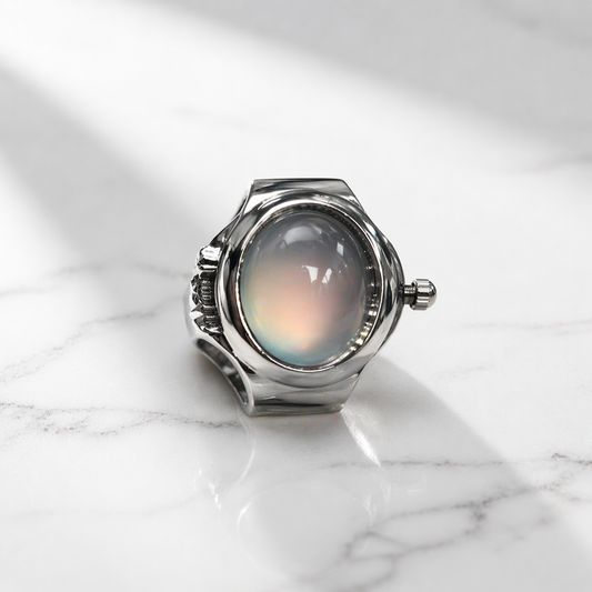 Crystal Time Ring Watch Openable Silvish