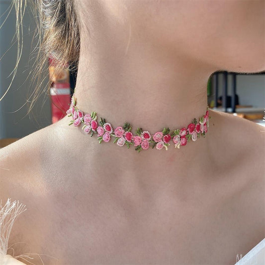 Blossom Garden Floral Choker Necklace