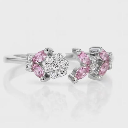 925 Sterling Silver Pink Petal Spark Ring
