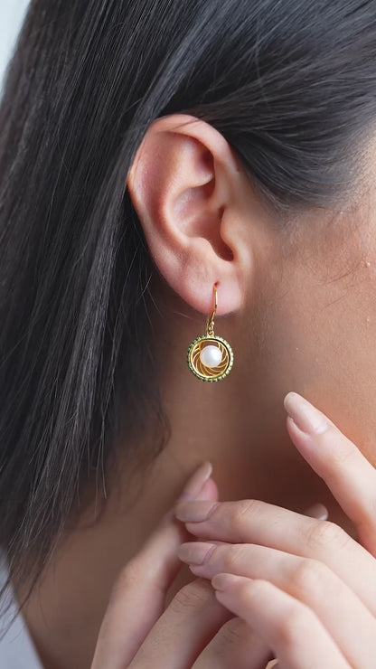 Gold Plated Pearl Swirl Earrings