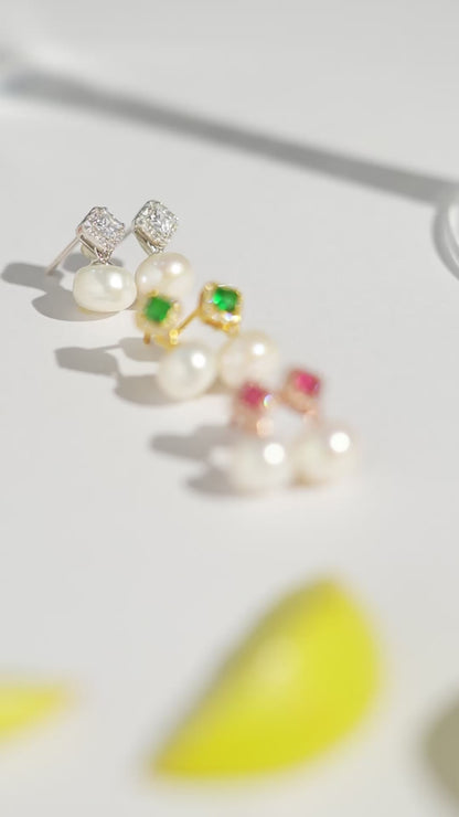 Rose Gold Plated Lunaire Pearl Earring