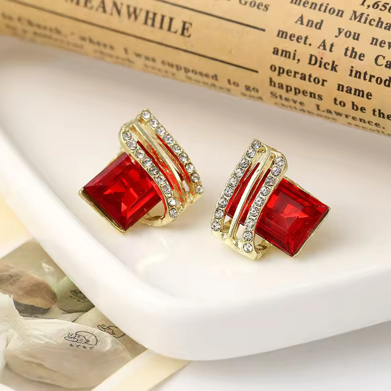 Crystal Square Diamond Wing Earrings for Women Yiwu Baochai E-Commerce Firm