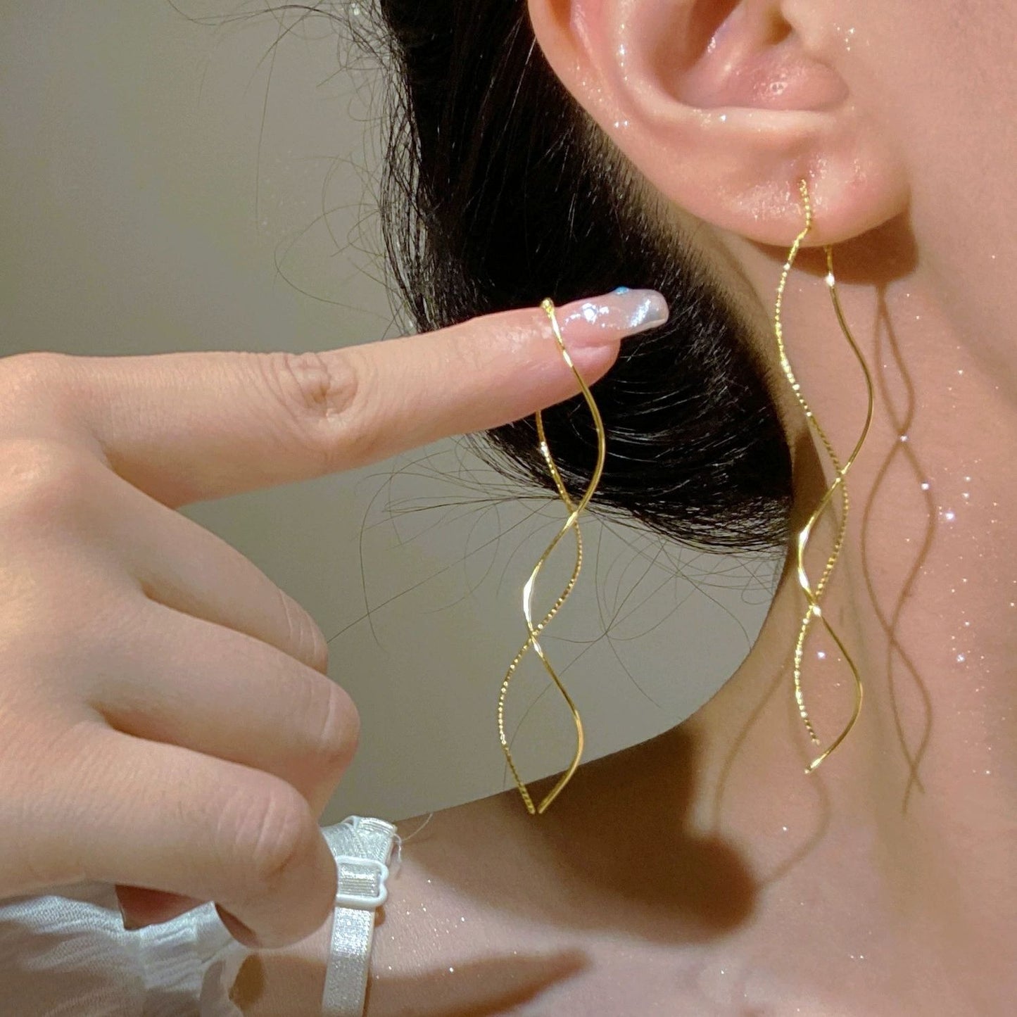 Golden Whisper Spiral Drop Earrings