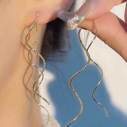 Golden Whisper Spiral Drop Earrings