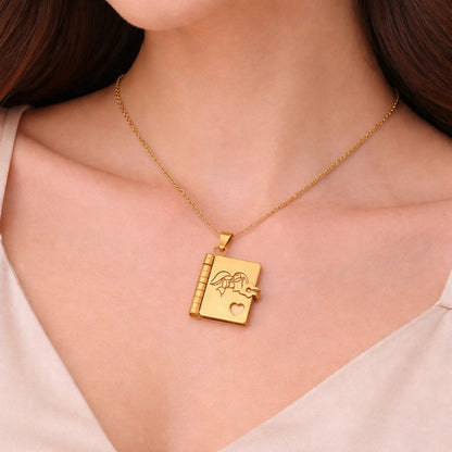 To My Sister Engraved Book Locket Necklace Hunan Haoyi